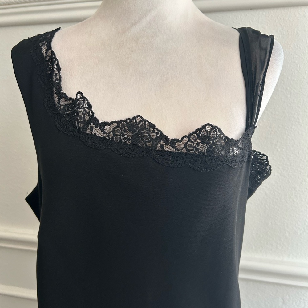 Dawn Joy Evening Black Lace Trim Asymmetrical Dress, Size 16 - Picture 2 of 7
